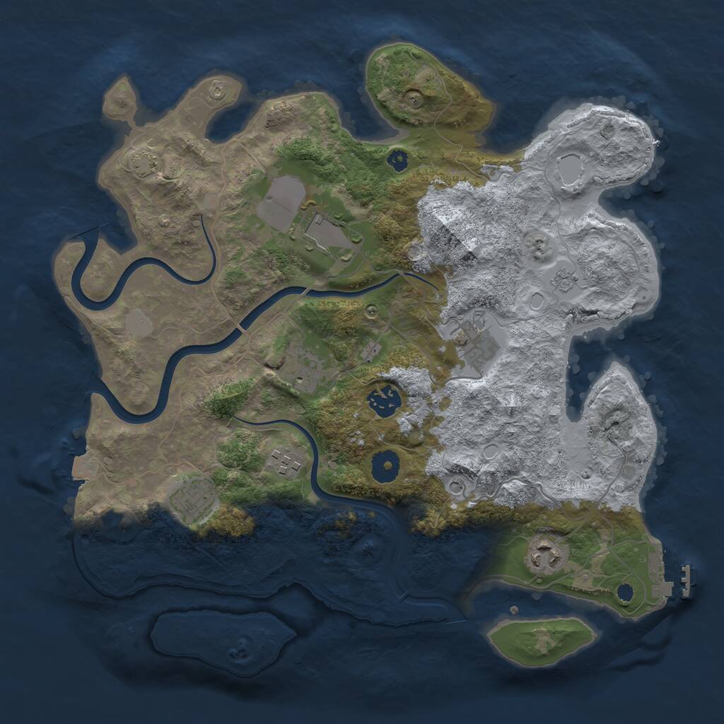 Rust Map: Procedural Map, Size: 3500, Seed: 1859037534, 12 Monuments