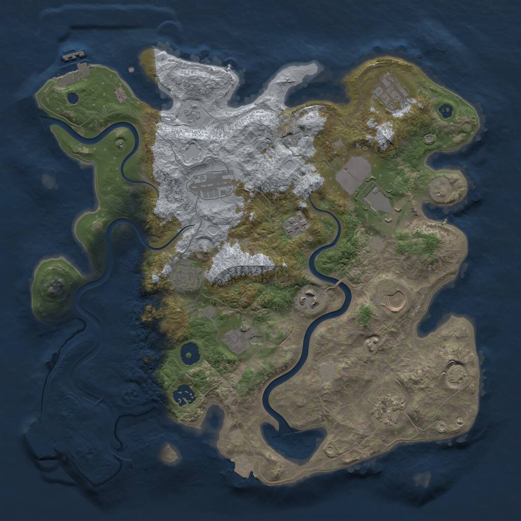 Rust Map: Procedural Map, Size: 3700, Seed: 1545611540, 15 Monuments