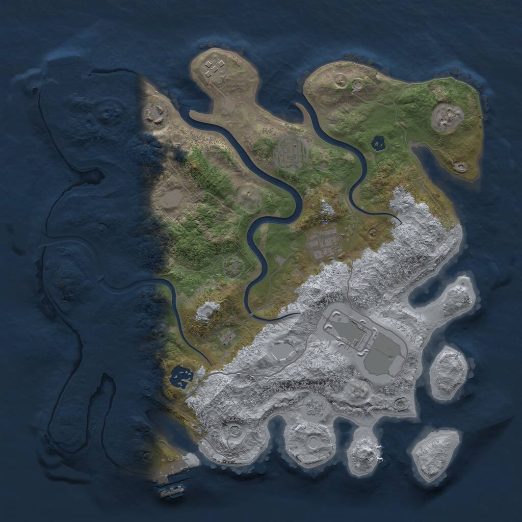 Rust Map: Procedural Map, Size: 3500, Seed: 2054017114, 12 Monuments