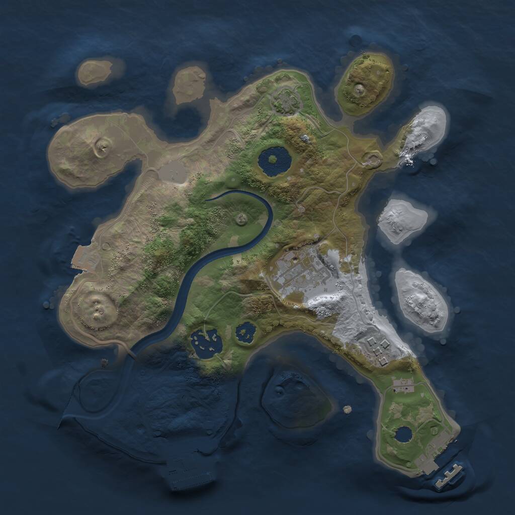 Rust Map: Procedural Map, Size: 2500, Seed: 916440632, 7 Monuments
