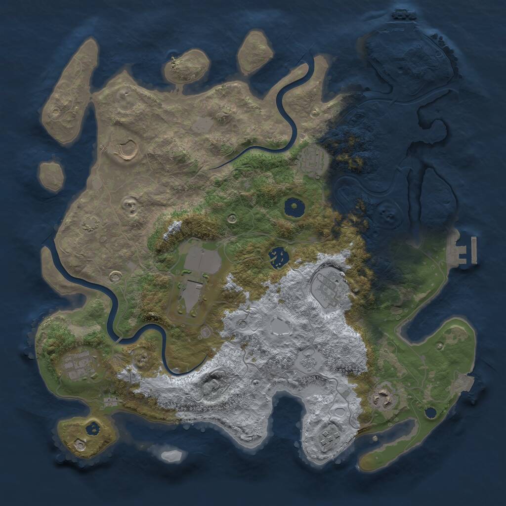 Rust Map: Procedural Map, Size: 3750, Seed: 1744928225, 14 Monuments