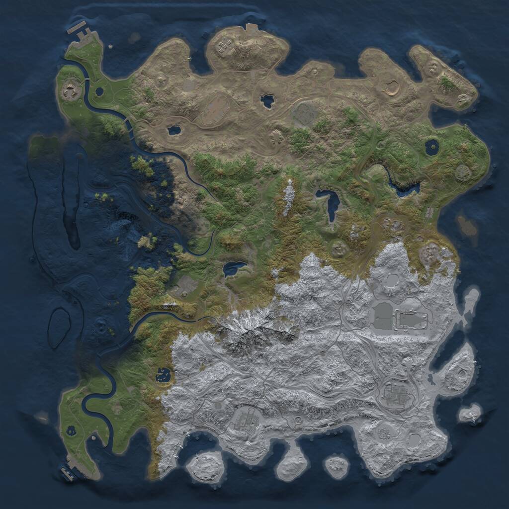 Rust Map: Procedural Map, Size: 5000, Seed: 180264223, 17 Monuments