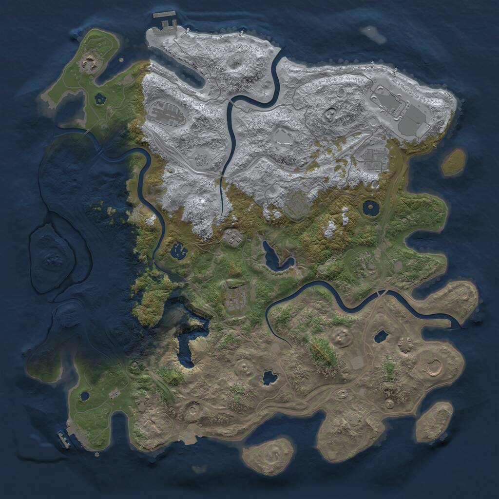 Rust Map: Procedural Map, Size: 4500, Seed: 199050605, 16 Monuments
