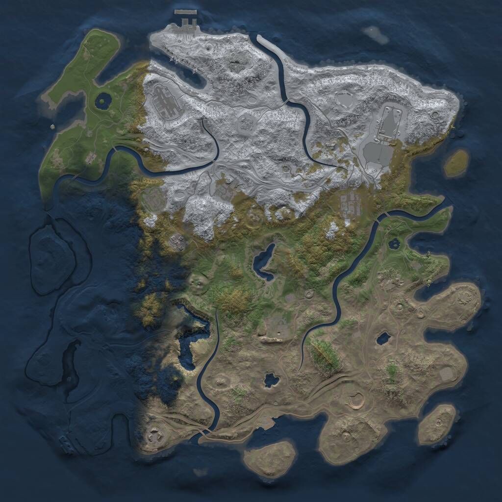 Rust Map: Procedural Map, Size: 4500, Seed: 199050605, 16 Monuments