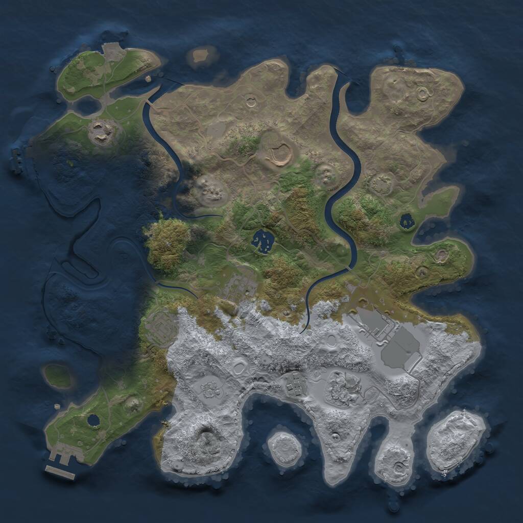 Rust Map: Procedural Map, Size: 3500, Seed: 547382552, 14 Monuments