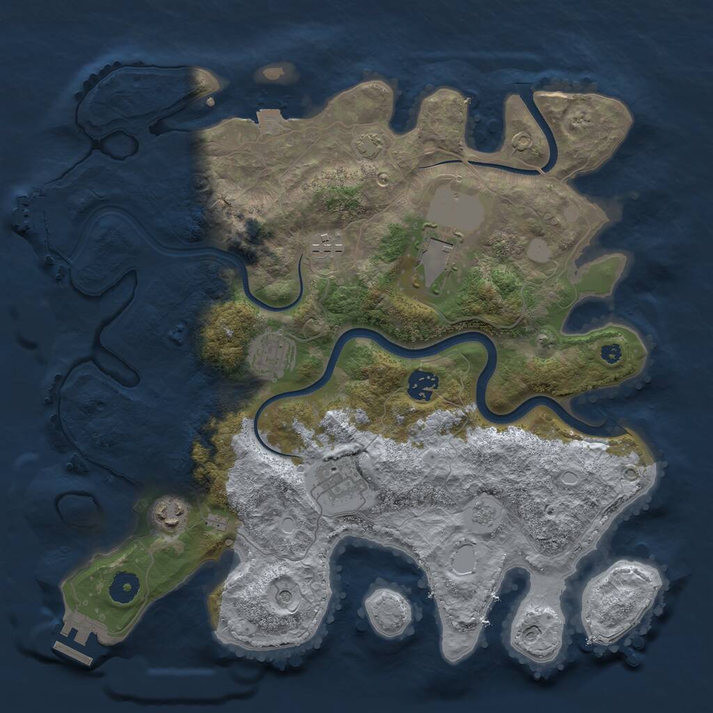 Rust Map: Procedural Map, Size: 3500, Seed: 547382552, 12 Monuments