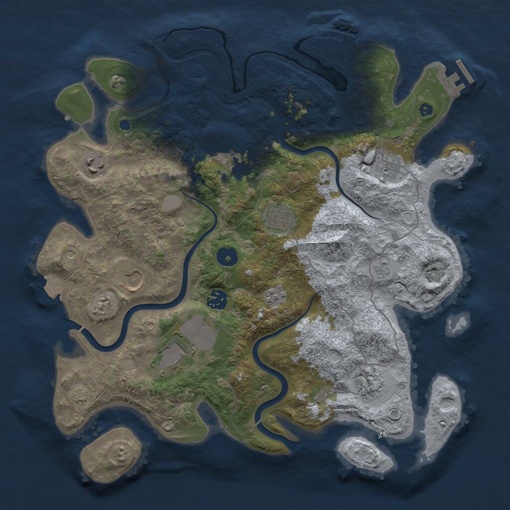 Rust Map: Procedural Map, Size: 3750, Seed: 1688986413, 15 Monuments