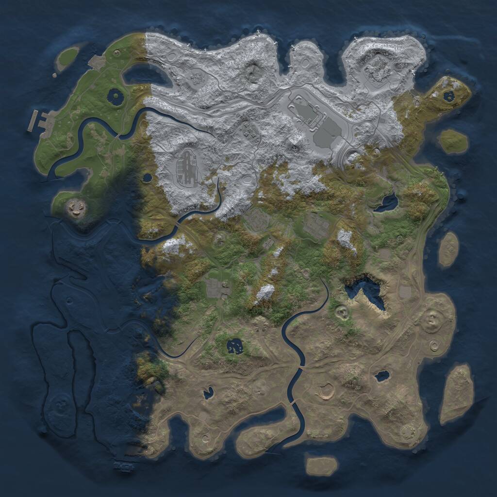 Rust Map: Procedural Map, Size: 4500, Seed: 654968371, 17 Monuments