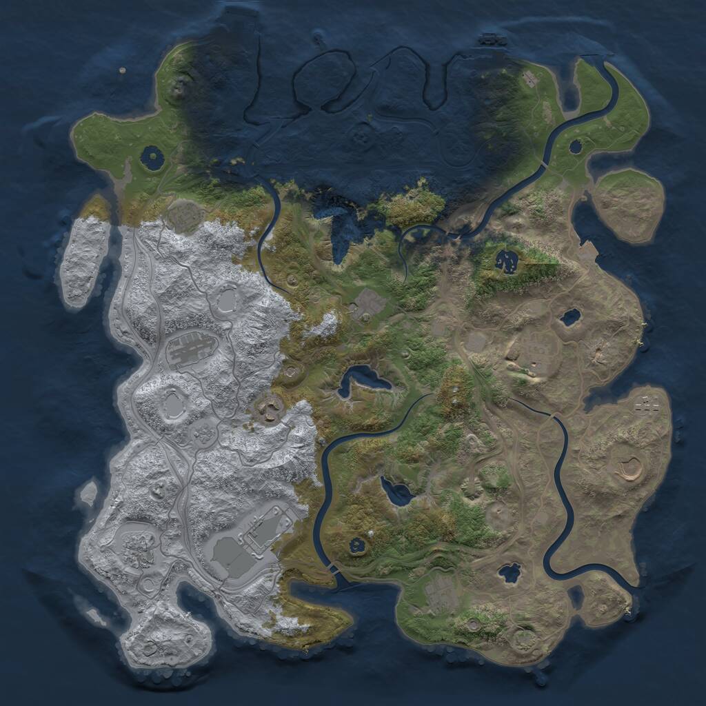 Rust Map: Procedural Map, Size: 4500, Seed: 1722366453, 17 Monuments