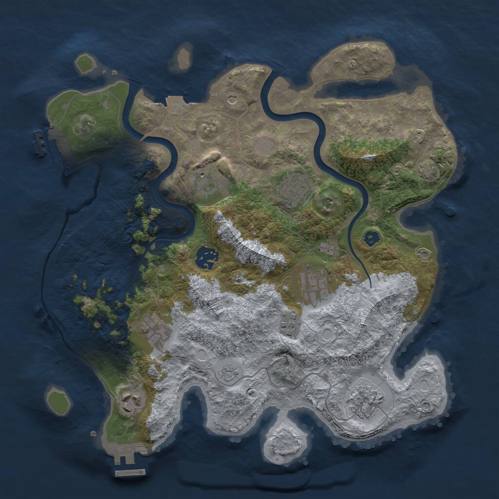 Rust Map: Procedural Map, Size: 3330, Seed: 50000, 14 Monuments