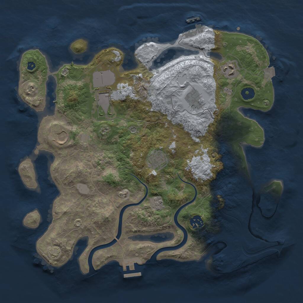 Rust Map: Procedural Map, Size: 3500, Seed: 1866229592, 12 Monuments