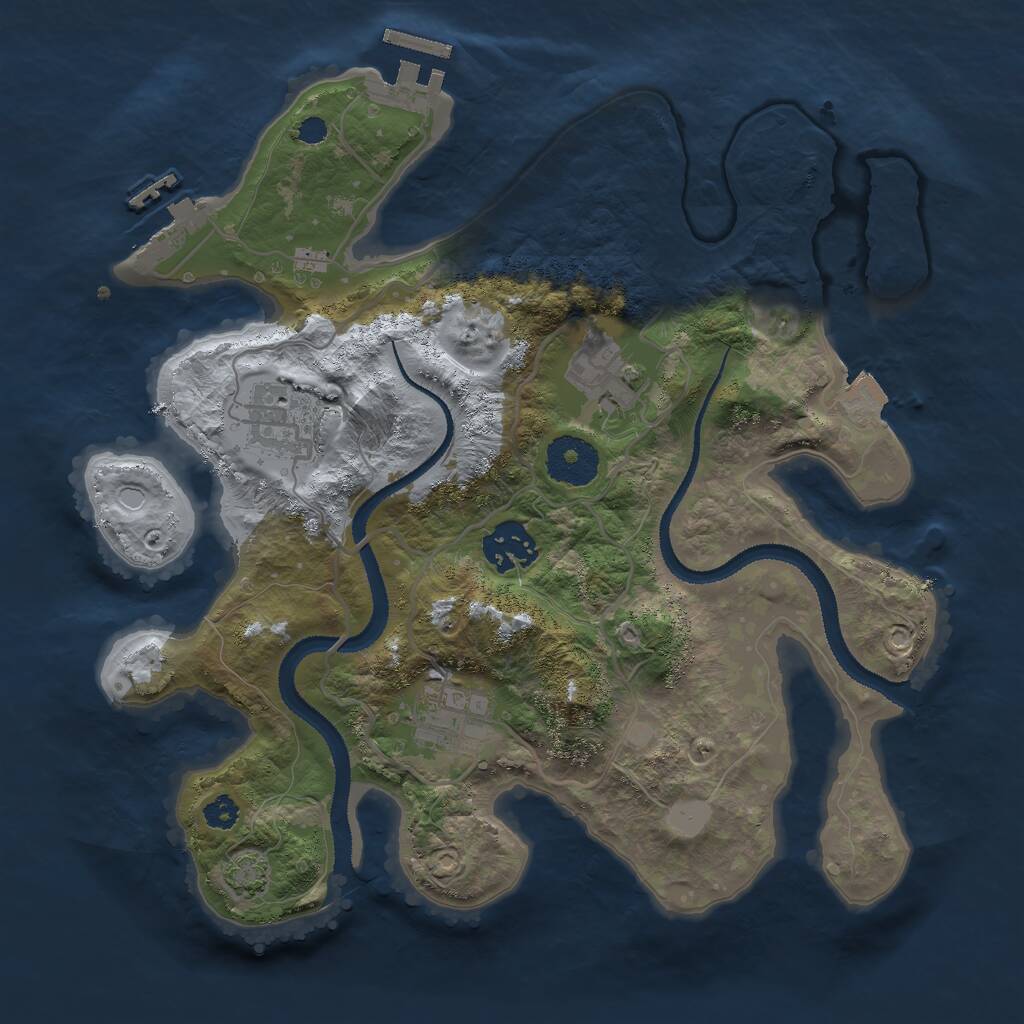Rust Map: Procedural Map, Size: 3000, Seed: 343176384, 8 Monuments