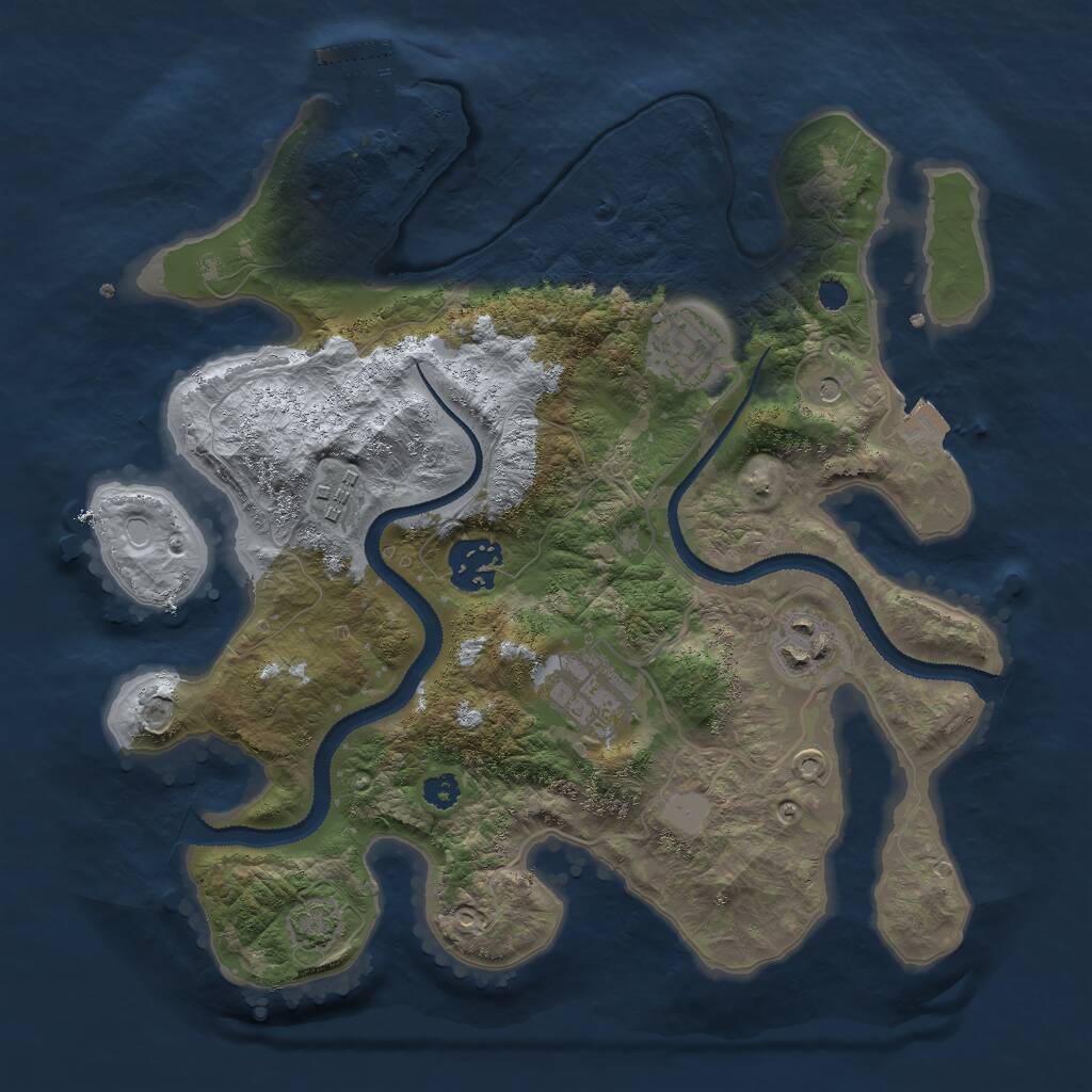 Rust Map: Procedural Map, Size: 3000, Seed: 343176384, 9 Monuments