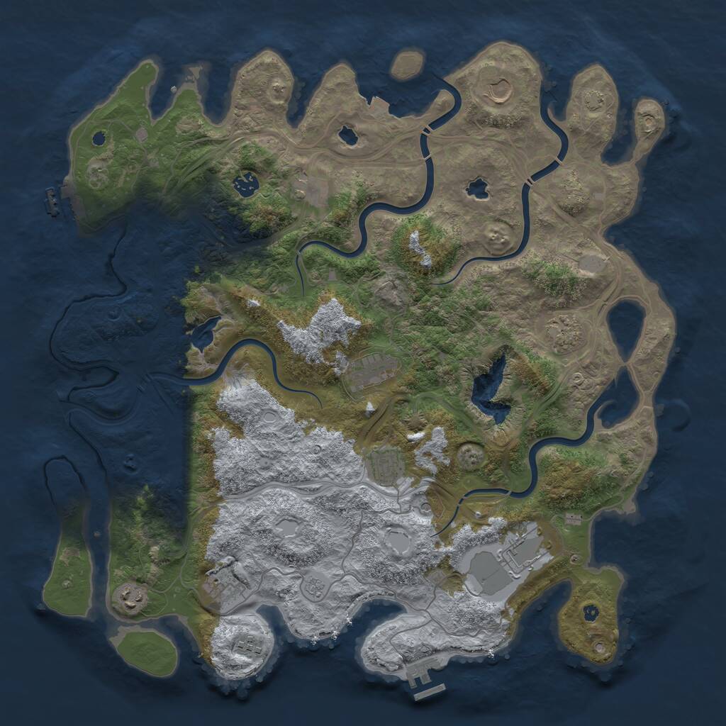 Rust Map: Procedural Map, Size: 4500, Seed: 420887264, 16 Monuments