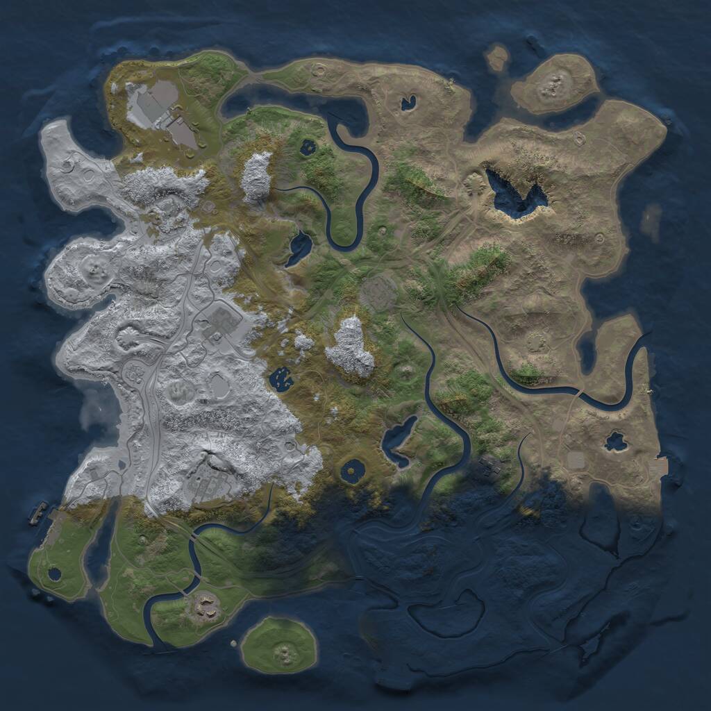 Rust Map: Procedural Map, Size: 4500, Seed: 1546785323, 14 Monuments