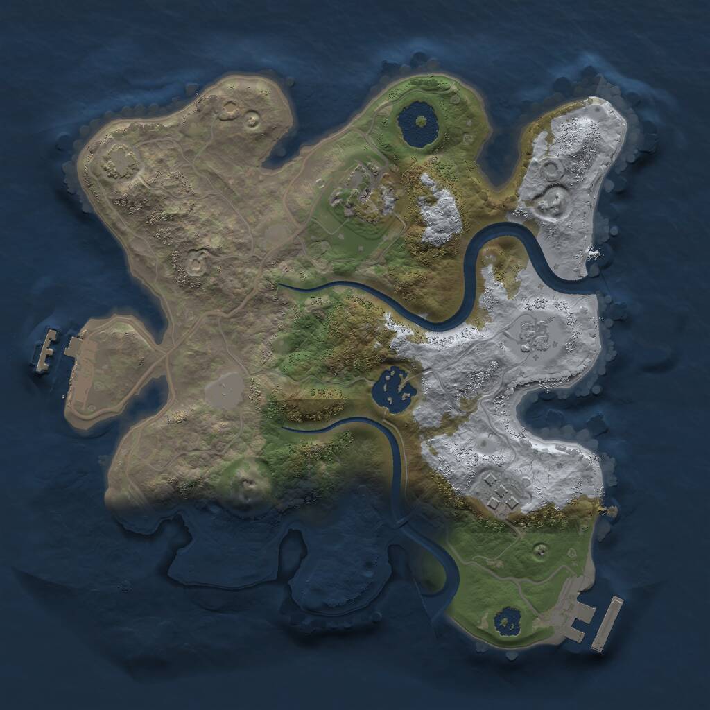 Rust Map: Procedural Map, Size: 2500, Seed: 646213343, 8 Monuments