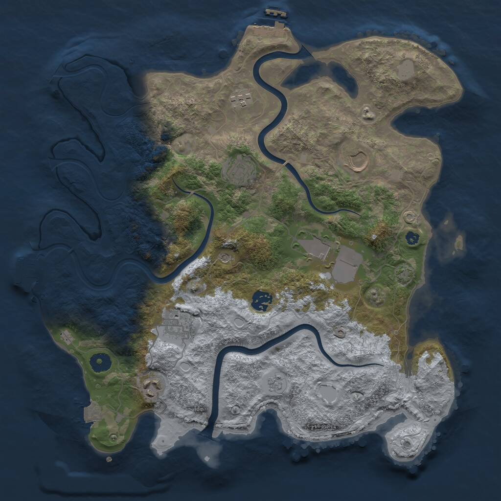 Rust Map: Procedural Map, Size: 3700, Seed: 459021790, 13 Monuments