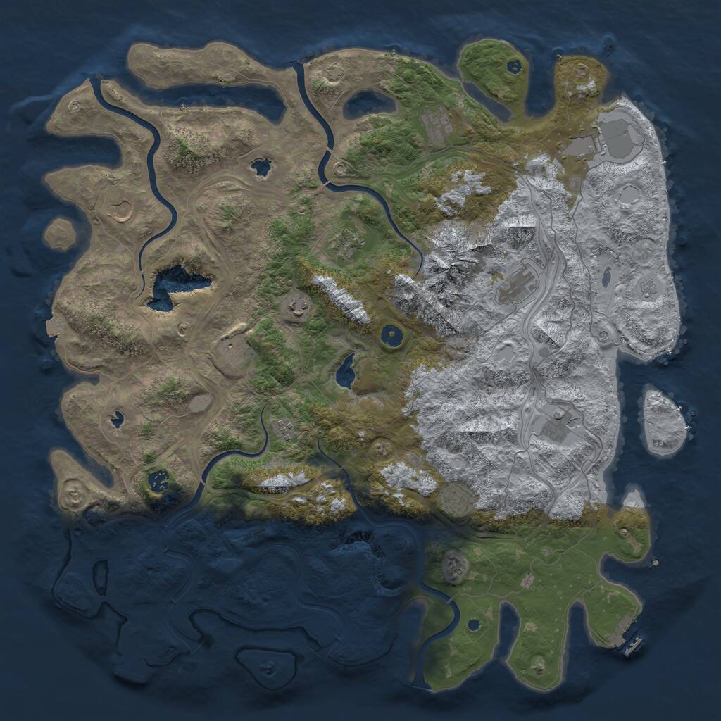 Rust Map: Procedural Map, Size: 5000, Seed: 56778889, 17 Monuments