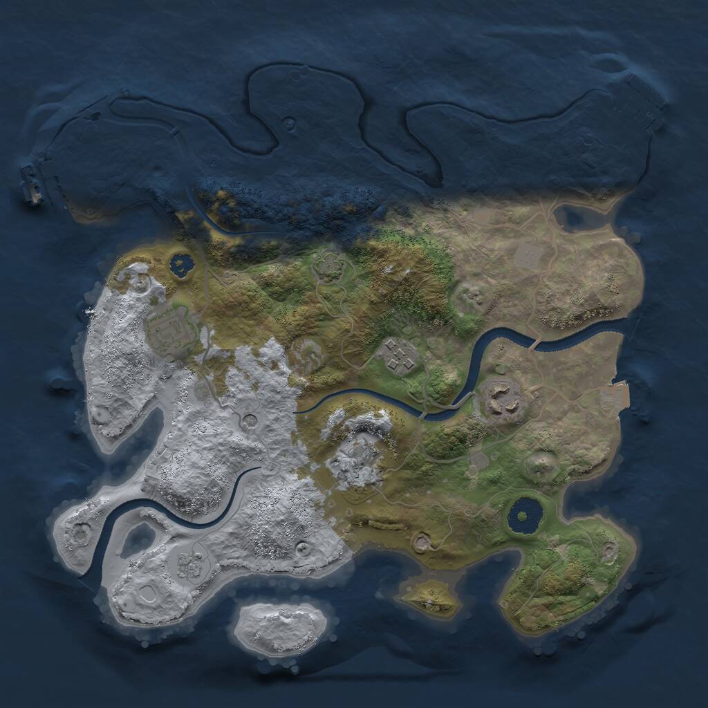 Rust Map: Procedural Map, Size: 3000, Seed: 9387024, 10 Monuments