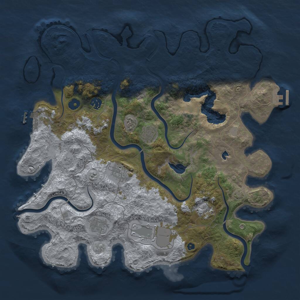 Rust Map: Procedural Map, Size: 4000, Seed: 104276666, 13 Monuments