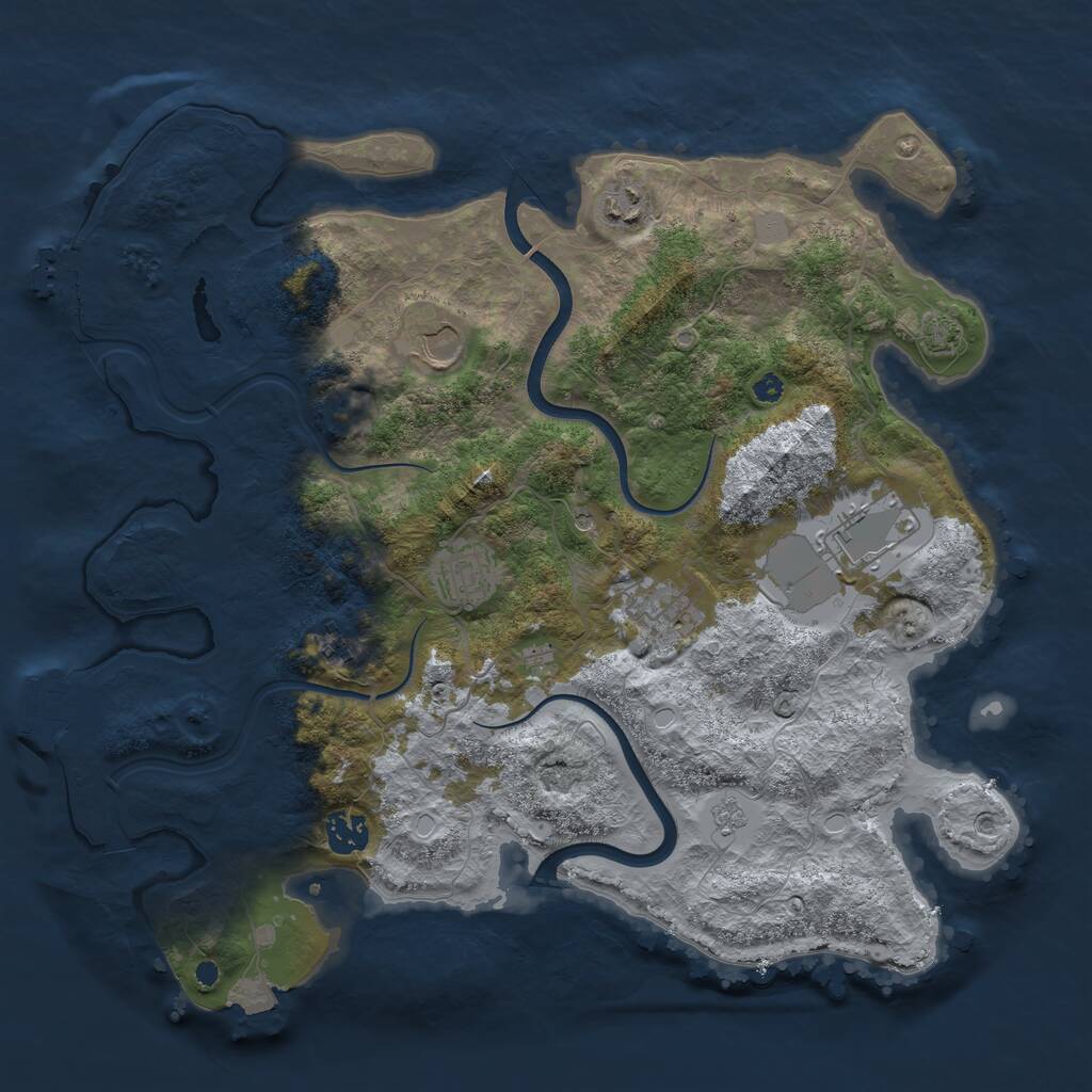 Rust Map: Procedural Map, Size: 3750, Seed: 46693189, 13 Monuments