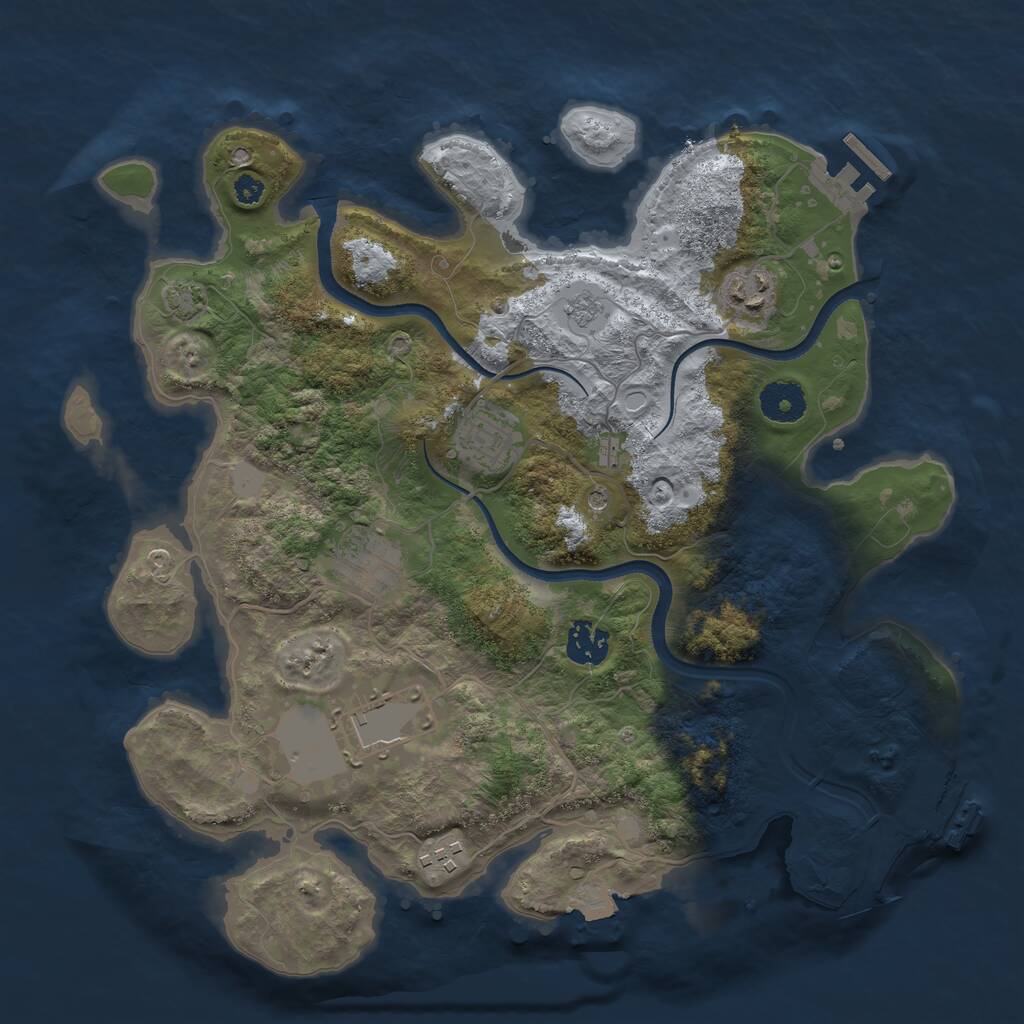 Rust Map: Procedural Map, Size: 3500, Seed: 12344566, 12 Monuments