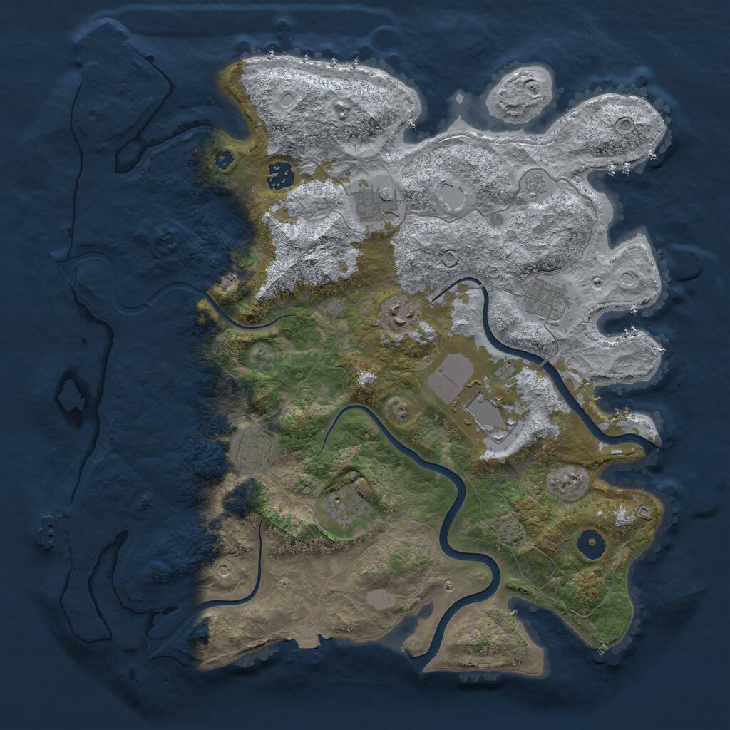 Rust Map: Procedural Map, Size: 3900, Seed: 2034530172, 14 Monuments