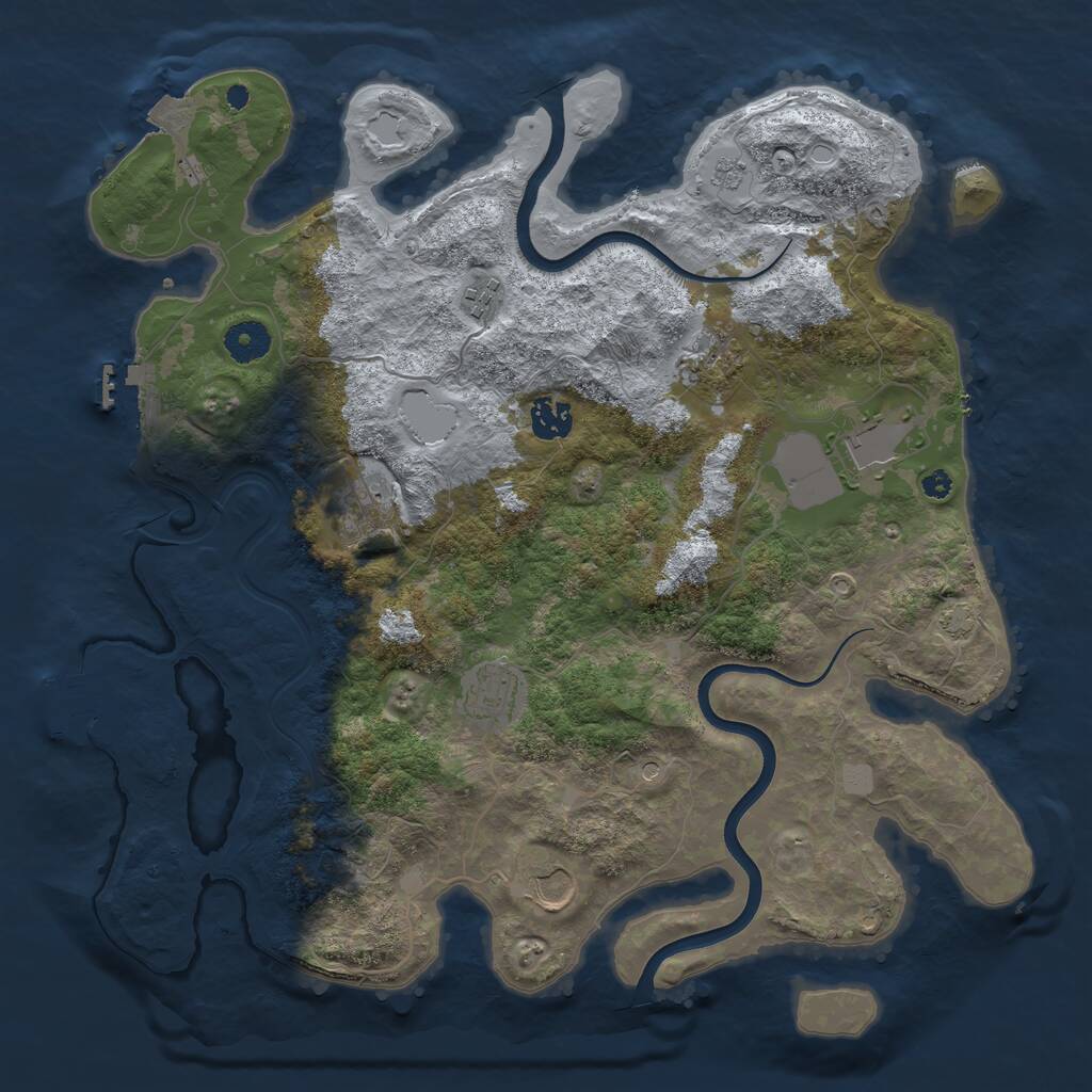 Rust Map: Procedural Map, Size: 3800, Seed: 654968371, 13 Monuments