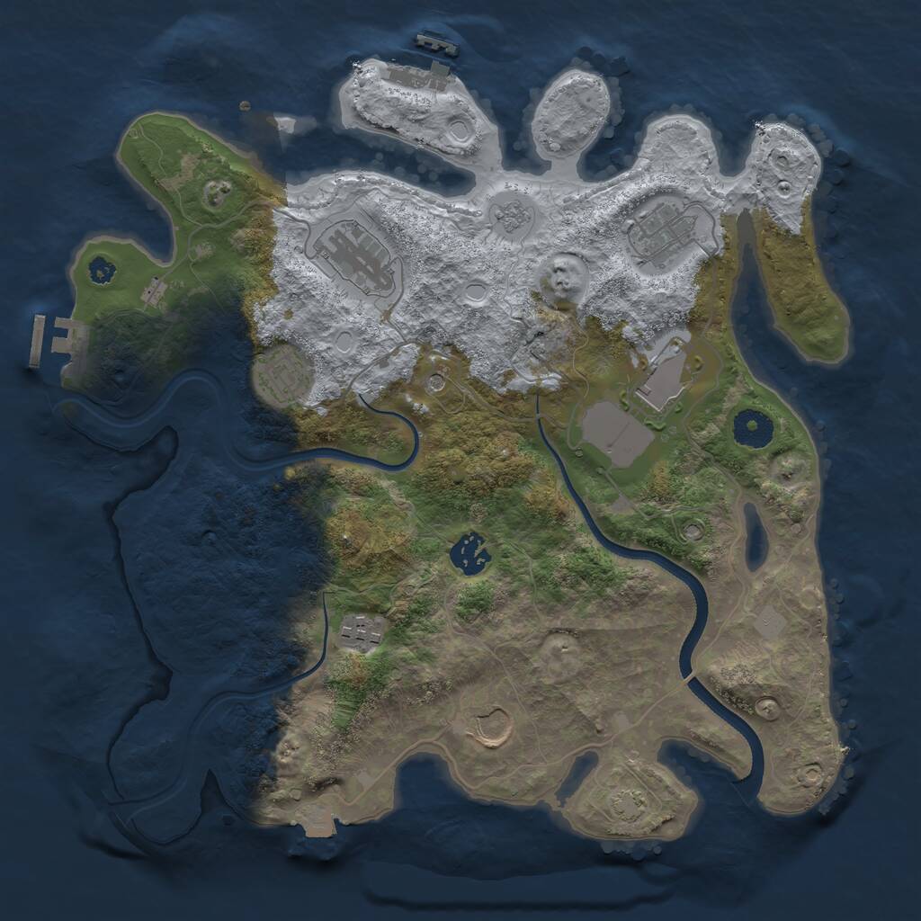 Rust Map: Procedural Map, Size: 3500, Seed: 1328196902, 13 Monuments