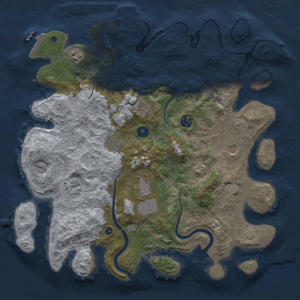 Rust Map: Procedural Map, Size: 3900, Seed: 1269378105, 14 Monuments