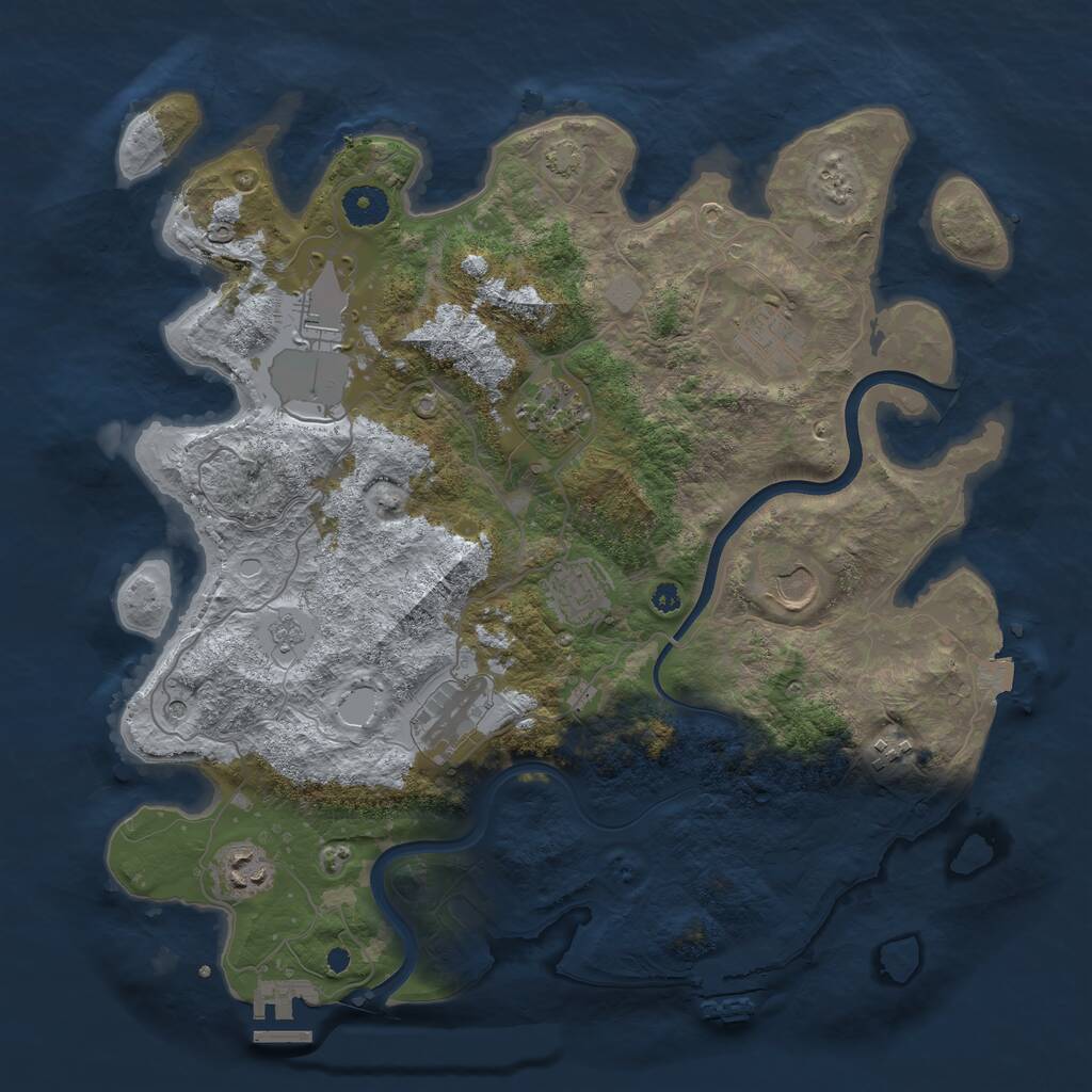 Rust Map: Procedural Map, Size: 3750, Seed: 1650709784, 14 Monuments