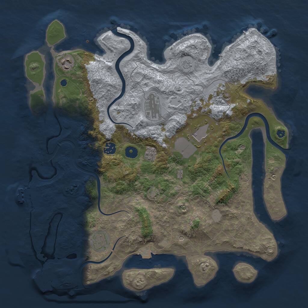 Rust Map: Procedural Map, Size: 3750, Seed: 44458941, 13 Monuments