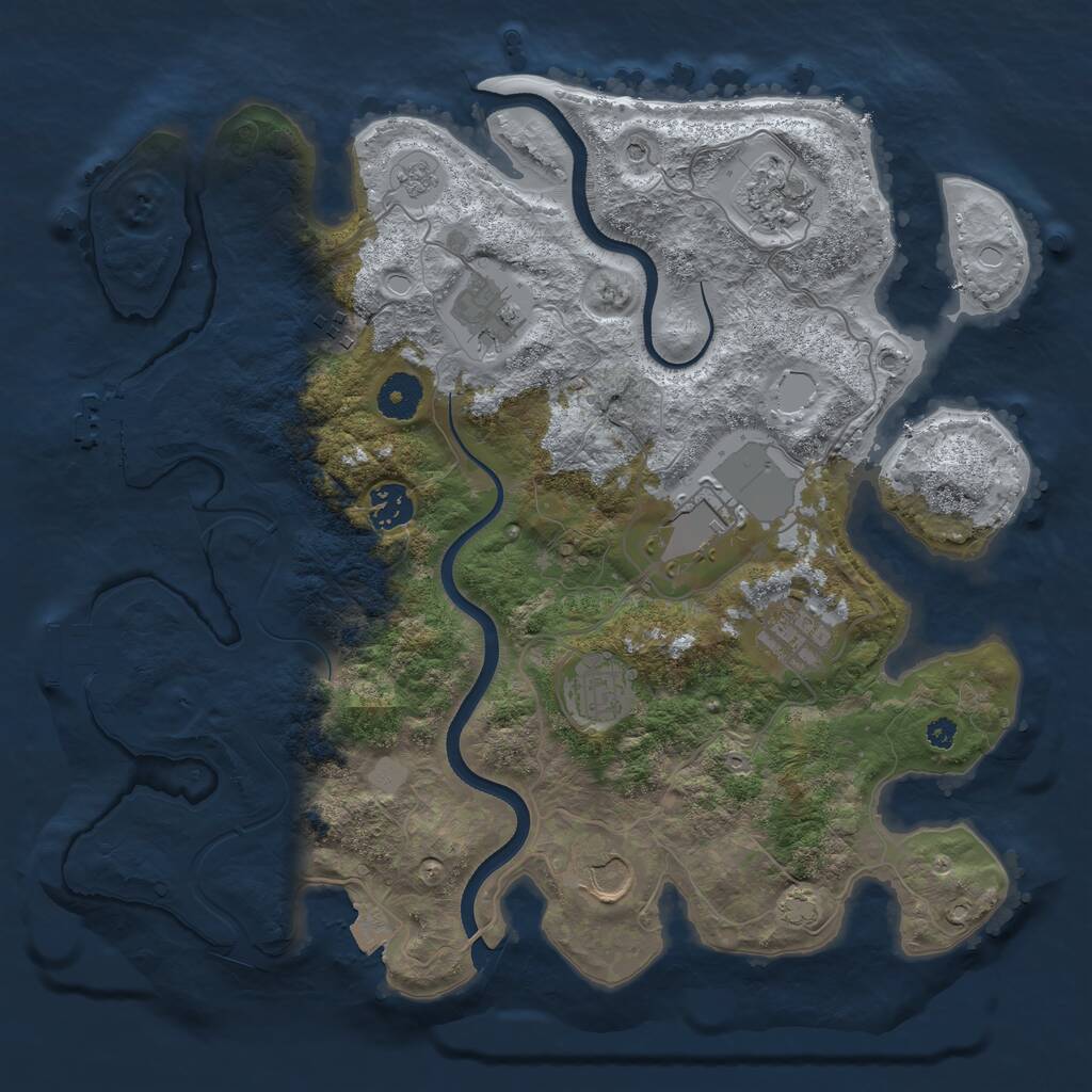 Rust Map: Procedural Map, Size: 3600, Seed: 2761, 14 Monuments