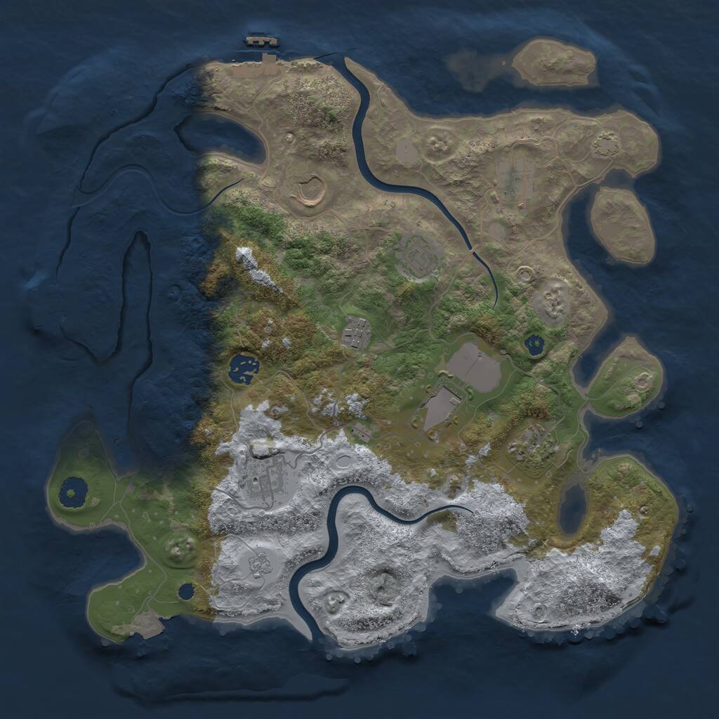Rust Map: Procedural Map, Size: 3600, Seed: 2810, 13 Monuments