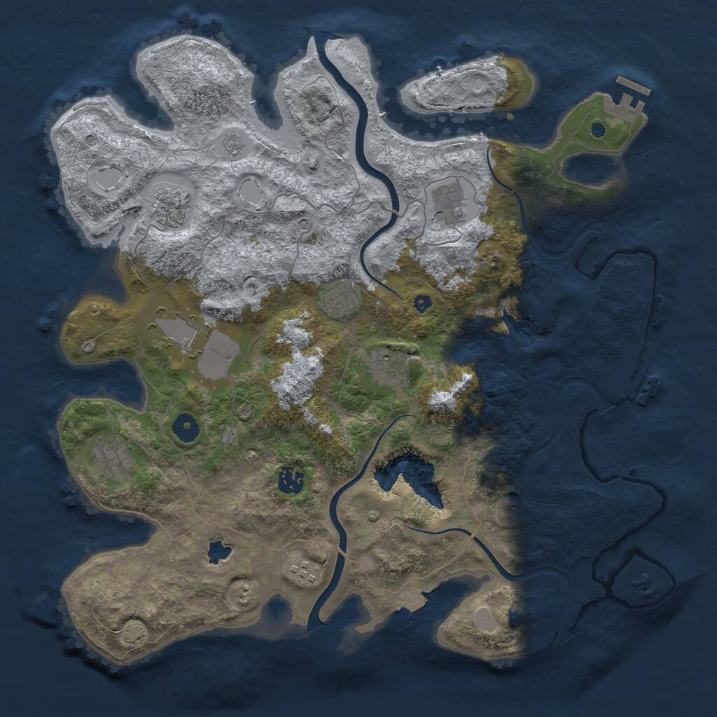 Rust Map: Procedural Map, Size: 4000, Seed: 68975241, 14 Monuments