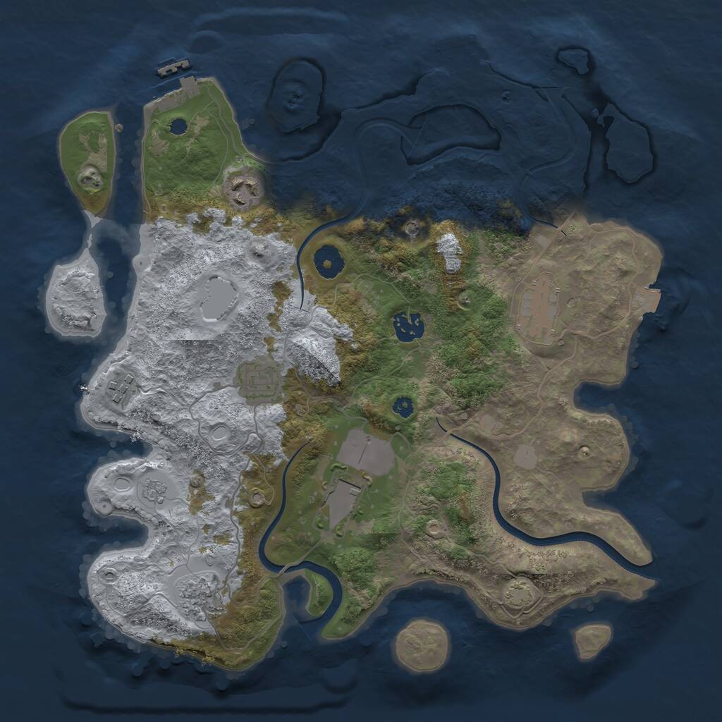 Rust Map: Procedural Map, Size: 3500, Seed: 2109895348, 13 Monuments