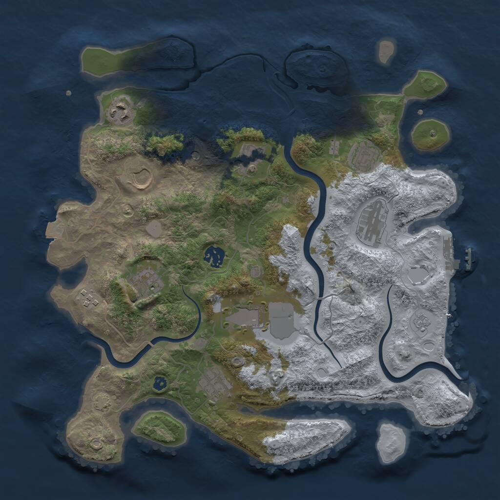 Rust Map: Procedural Map, Size: 3600, Seed: 258, 15 Monuments
