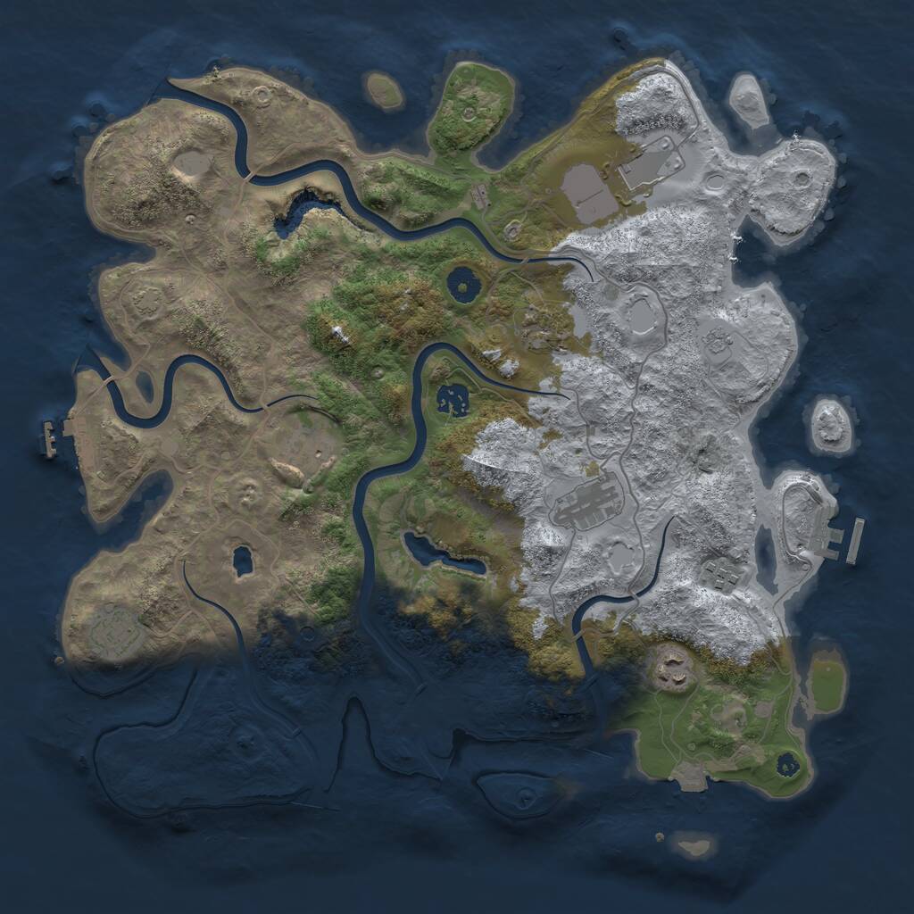Rust Map: Procedural Map, Size: 4000, Seed: 80130974, 14 Monuments