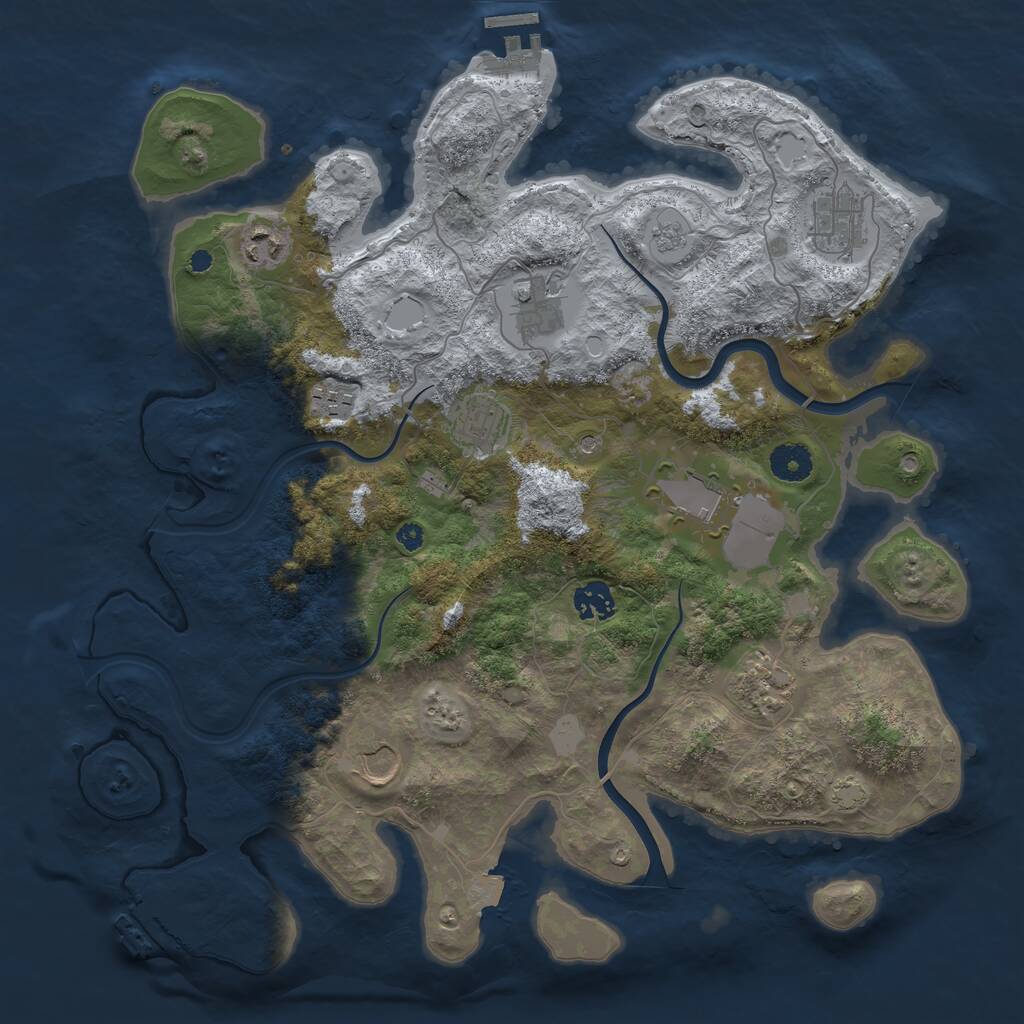 Rust Map: Procedural Map, Size: 3800, Seed: 2048503343, 15 Monuments