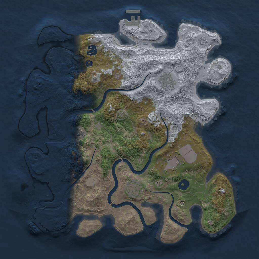 Rust Map: Procedural Map, Size: 3600, Seed: 536510, 11 Monuments