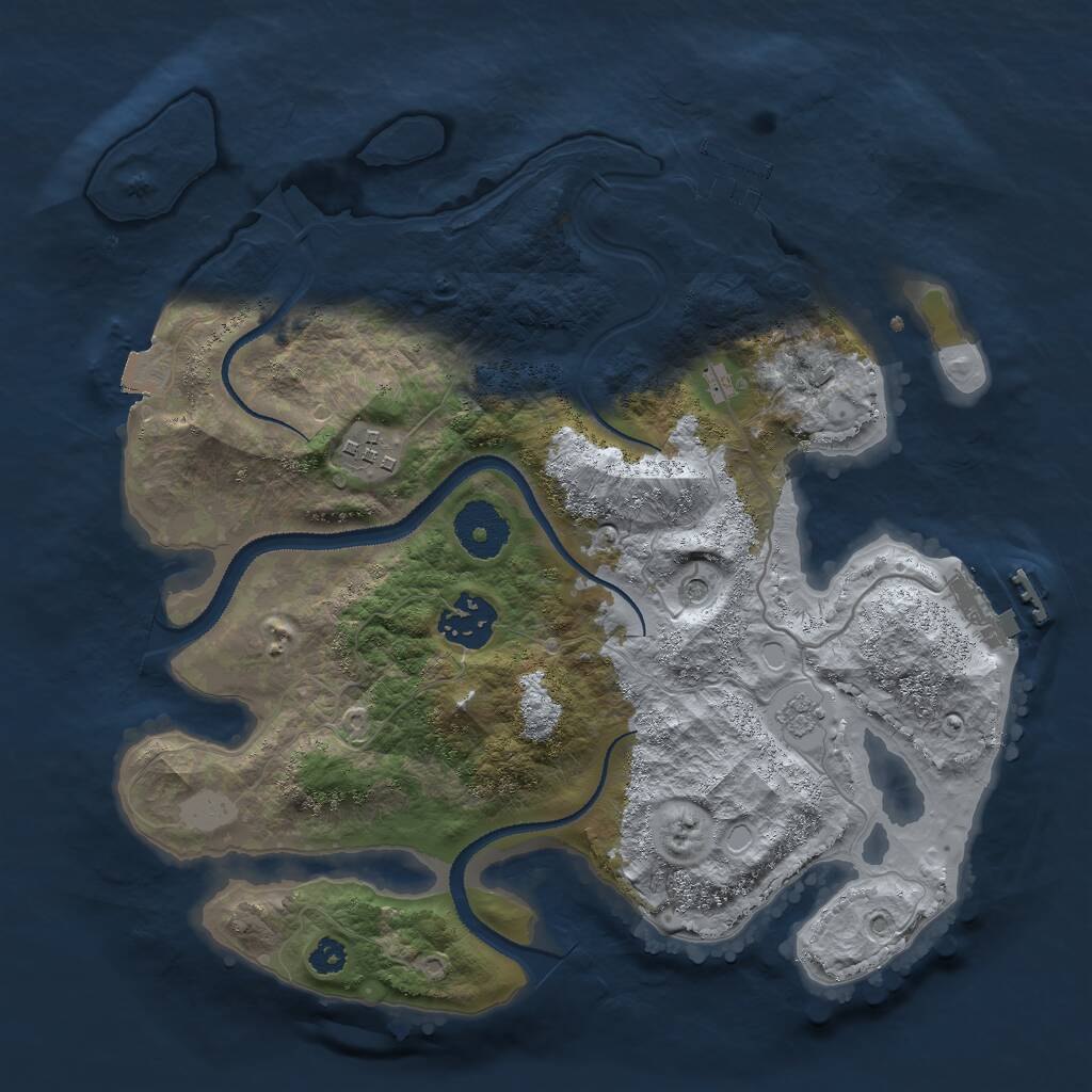 Rust Map: Procedural Map, Size: 3000, Seed: 23589238, 7 Monuments