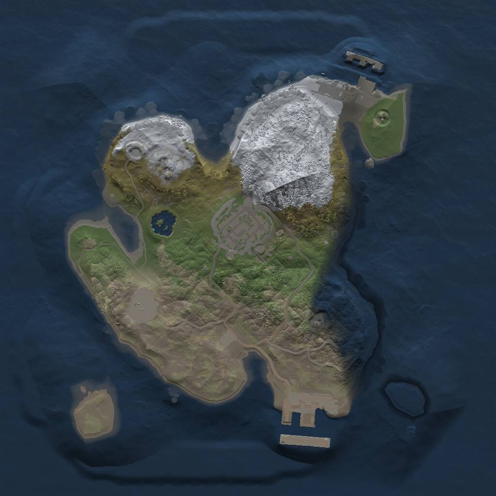 Rust Map: Procedural Map, Size: 2000, Seed: 1390017596, 4 Monuments