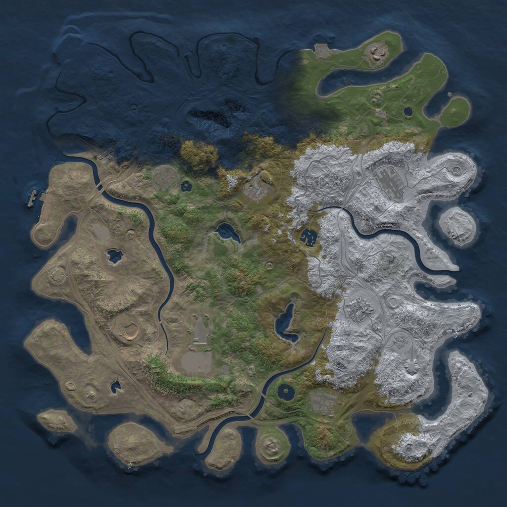 Rust Map: Procedural Map, Size: 4500, Seed: 15380611, 16 Monuments