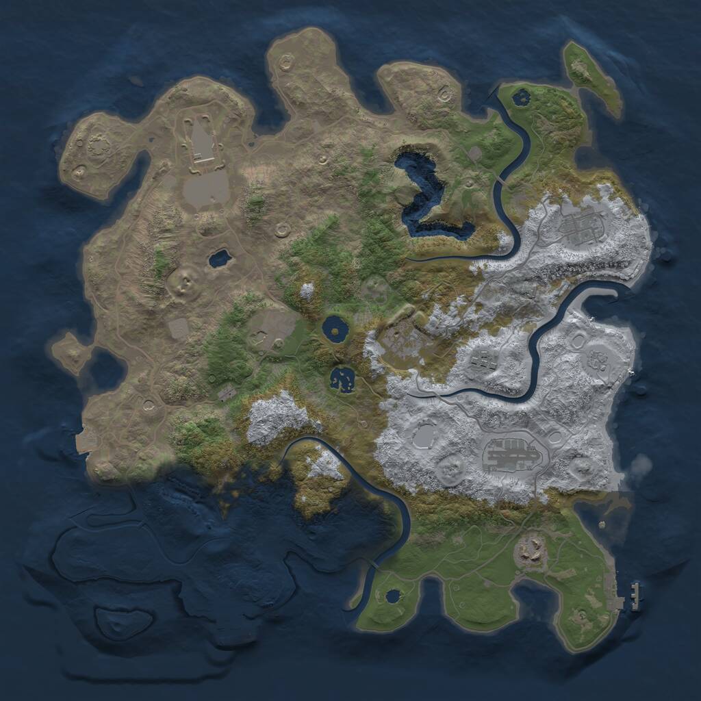 Rust Map: Procedural Map, Size: 4050, Seed: 959724076, 14 Monuments