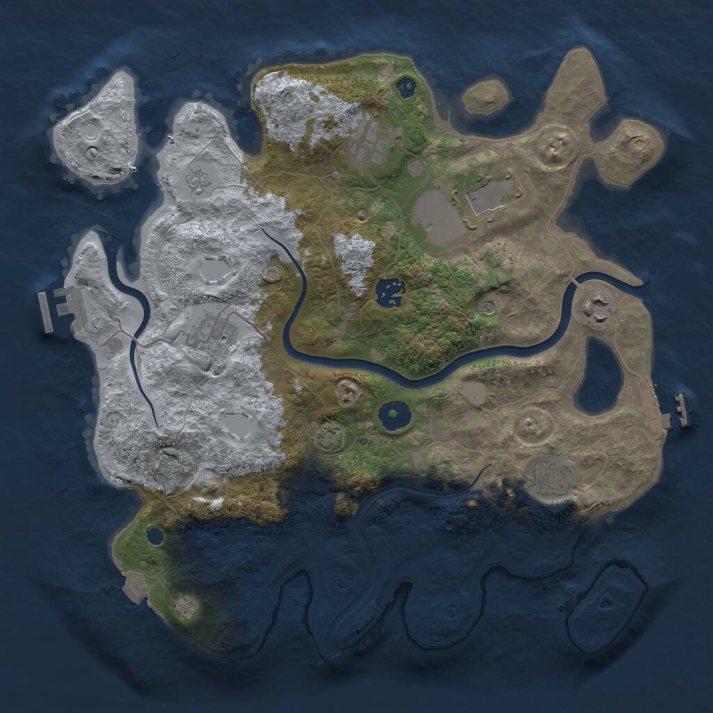 Rust Map: Procedural Map, Size: 3500, Seed: 2128354037, 12 Monuments