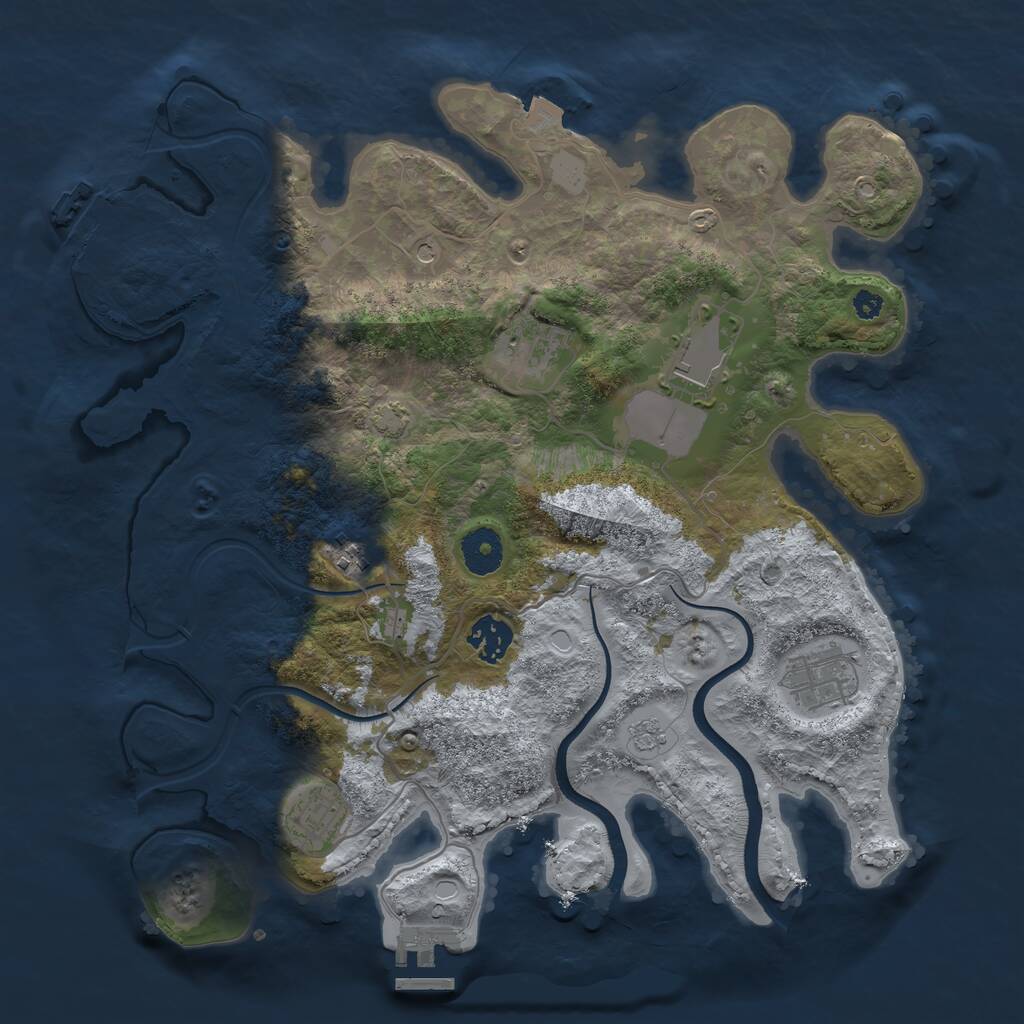 Rust Map: Procedural Map, Size: 3500, Seed: 1940308853, 12 Monuments