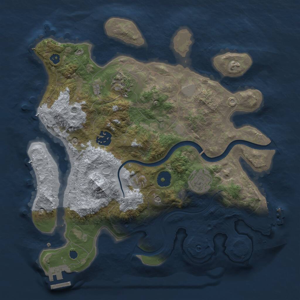 Rust Map: Procedural Map, Size: 3000, Seed: 225695305, 7 Monuments