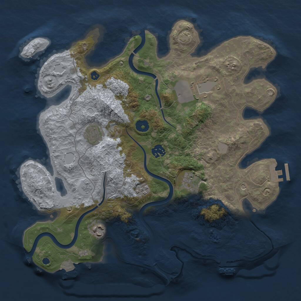 Rust Map: Procedural Map, Size: 3500, Seed: 2112306262, 12 Monuments