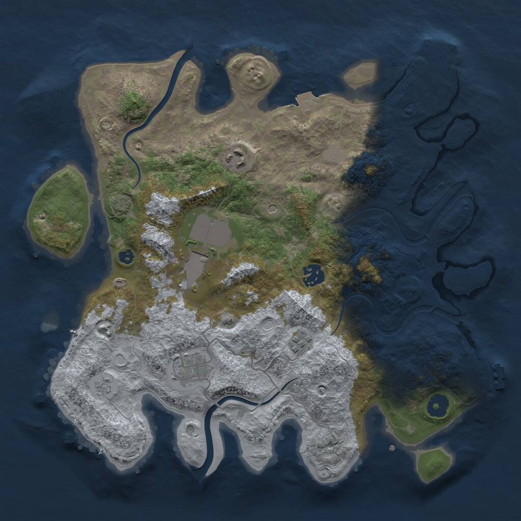 Rust Map: Procedural Map, Size: 3500, Seed: 1766967348, 11 Monuments