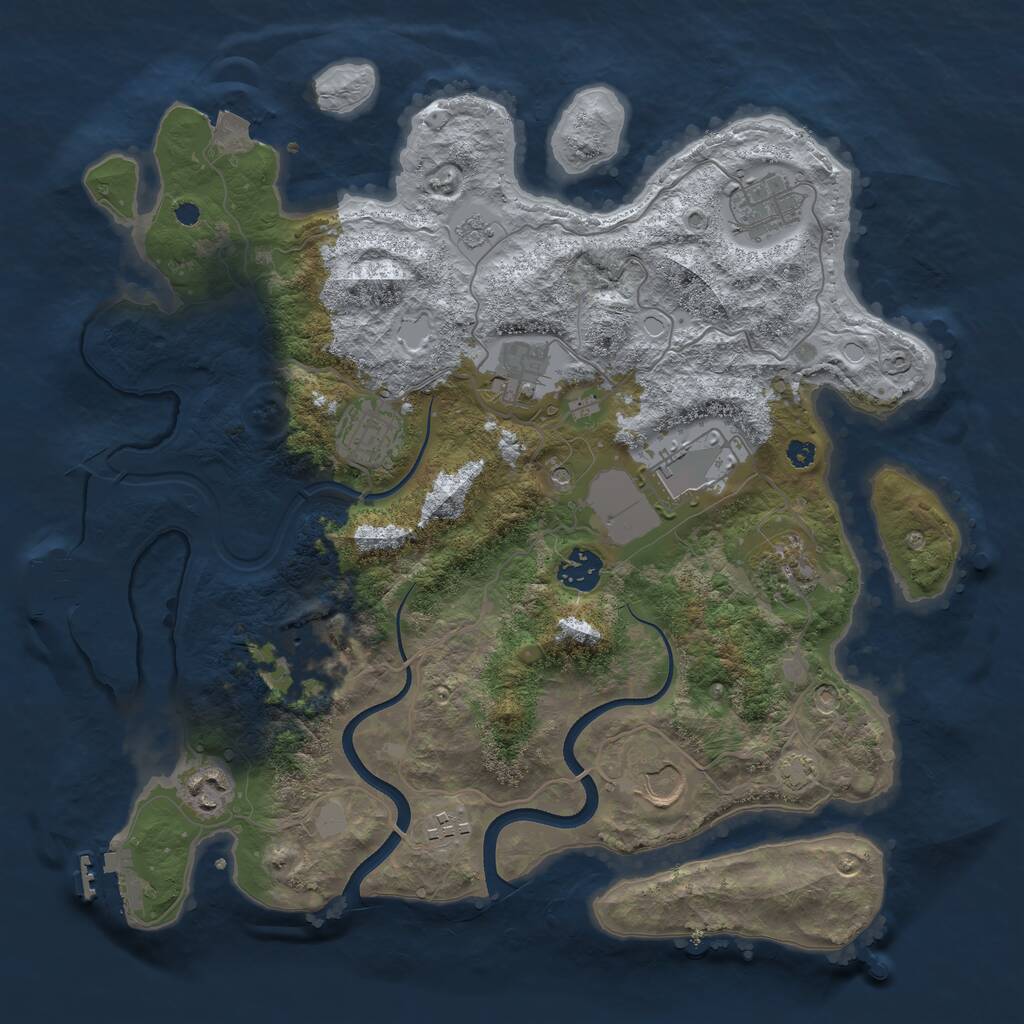Rust Map: Procedural Map, Size: 3600, Seed: 353434, 16 Monuments